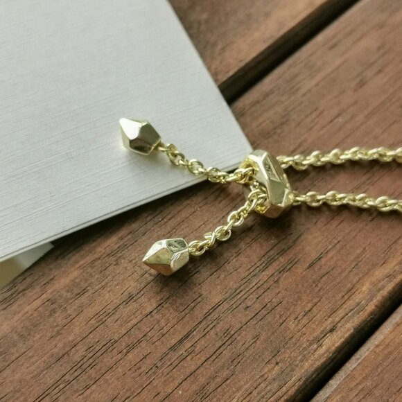 Kendra Scott Elaina Adjustable Chain Bracelet. Gold Purple Pearl - Picture 3 of 3